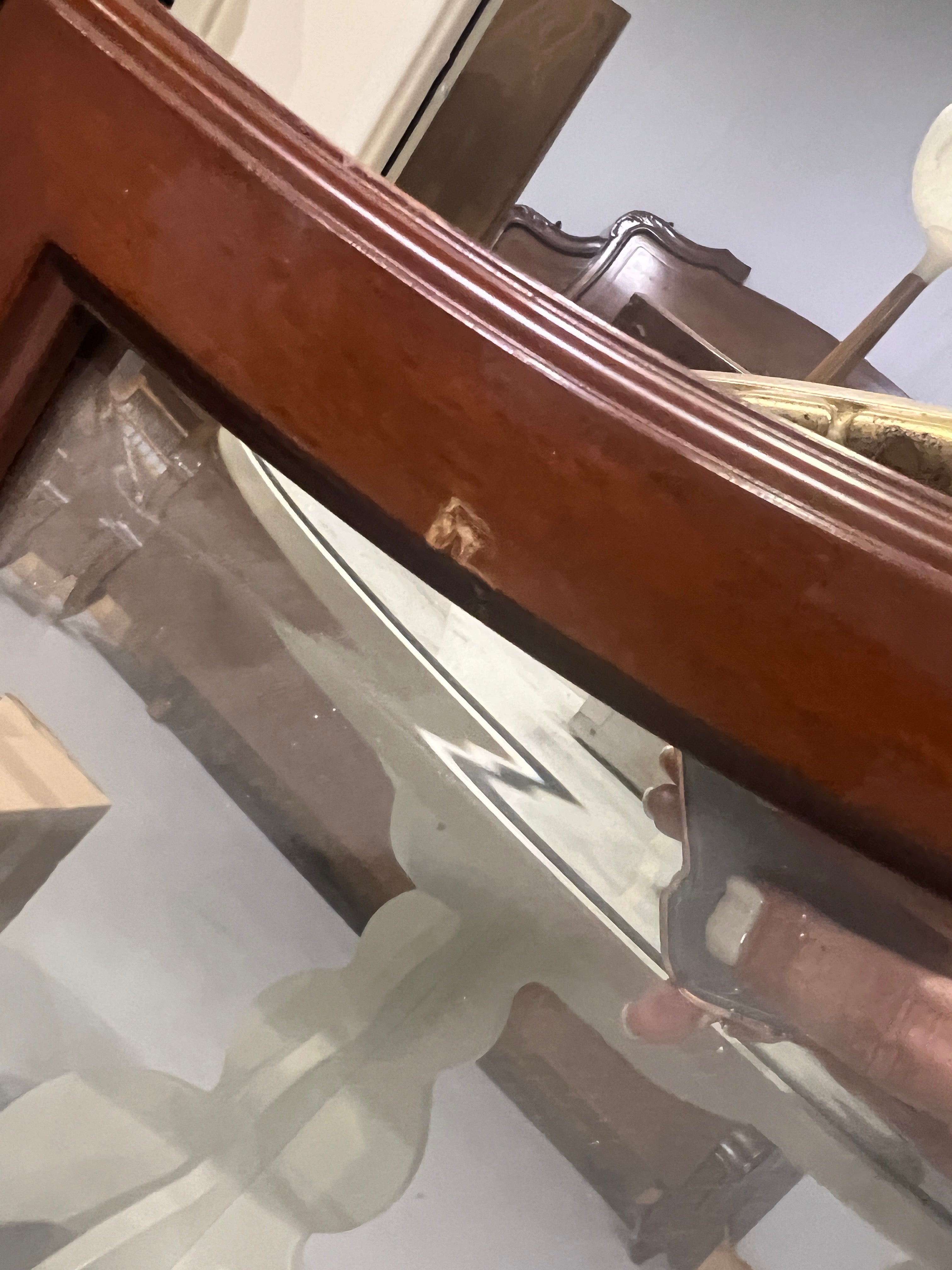 Portuguese Mahogany Framed Mirror - Hangs Vertically