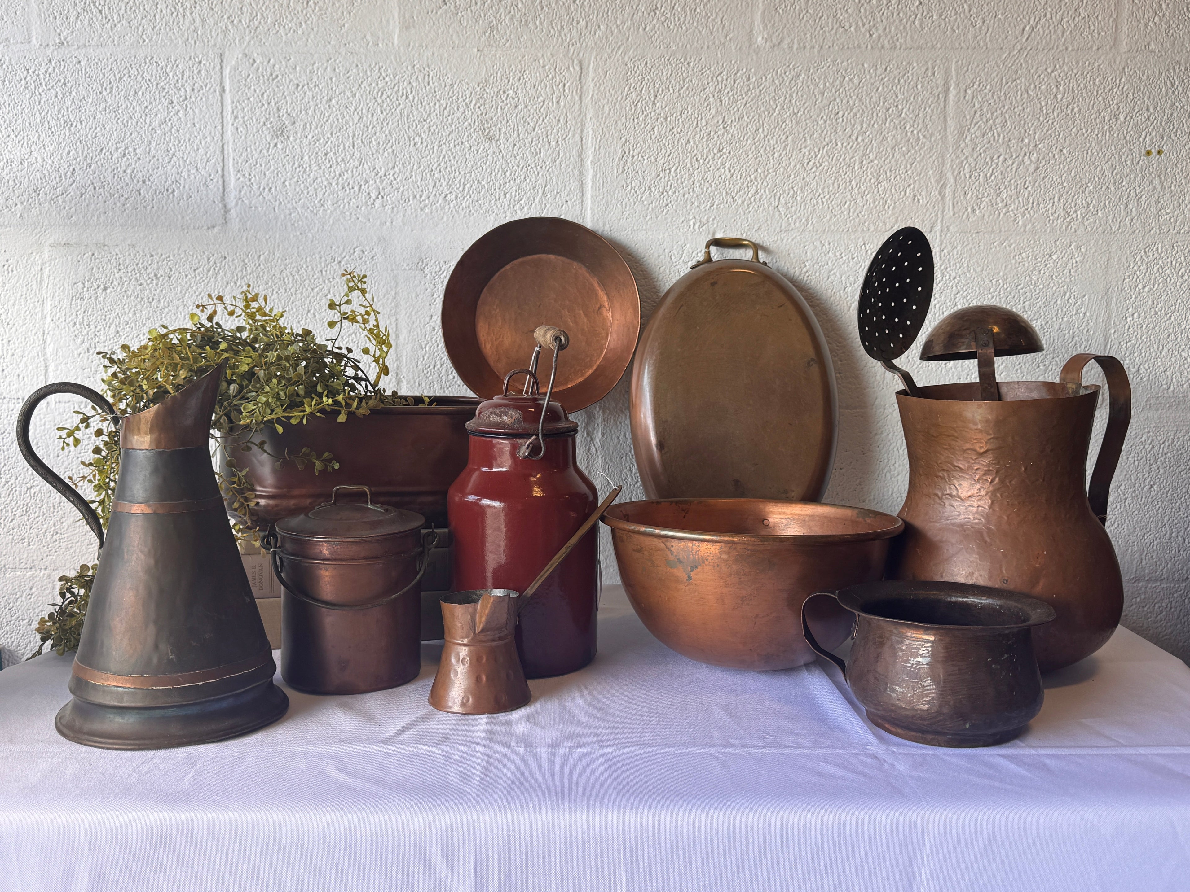 Vintage Rustic Decorative Copper Cookware and Serving Vessels