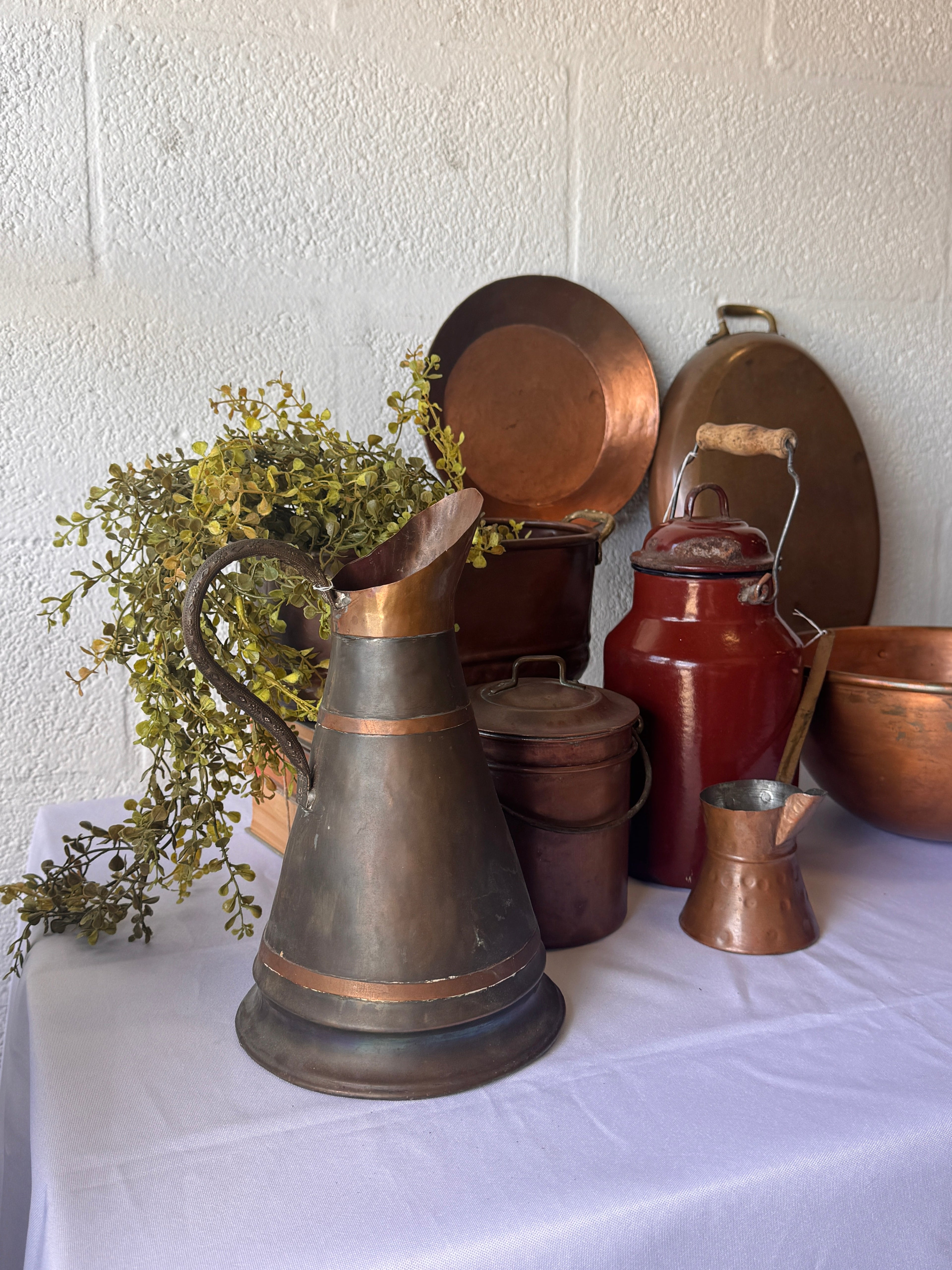 Vintage Rustic Decorative Copper Cookware and Serving Vessels
