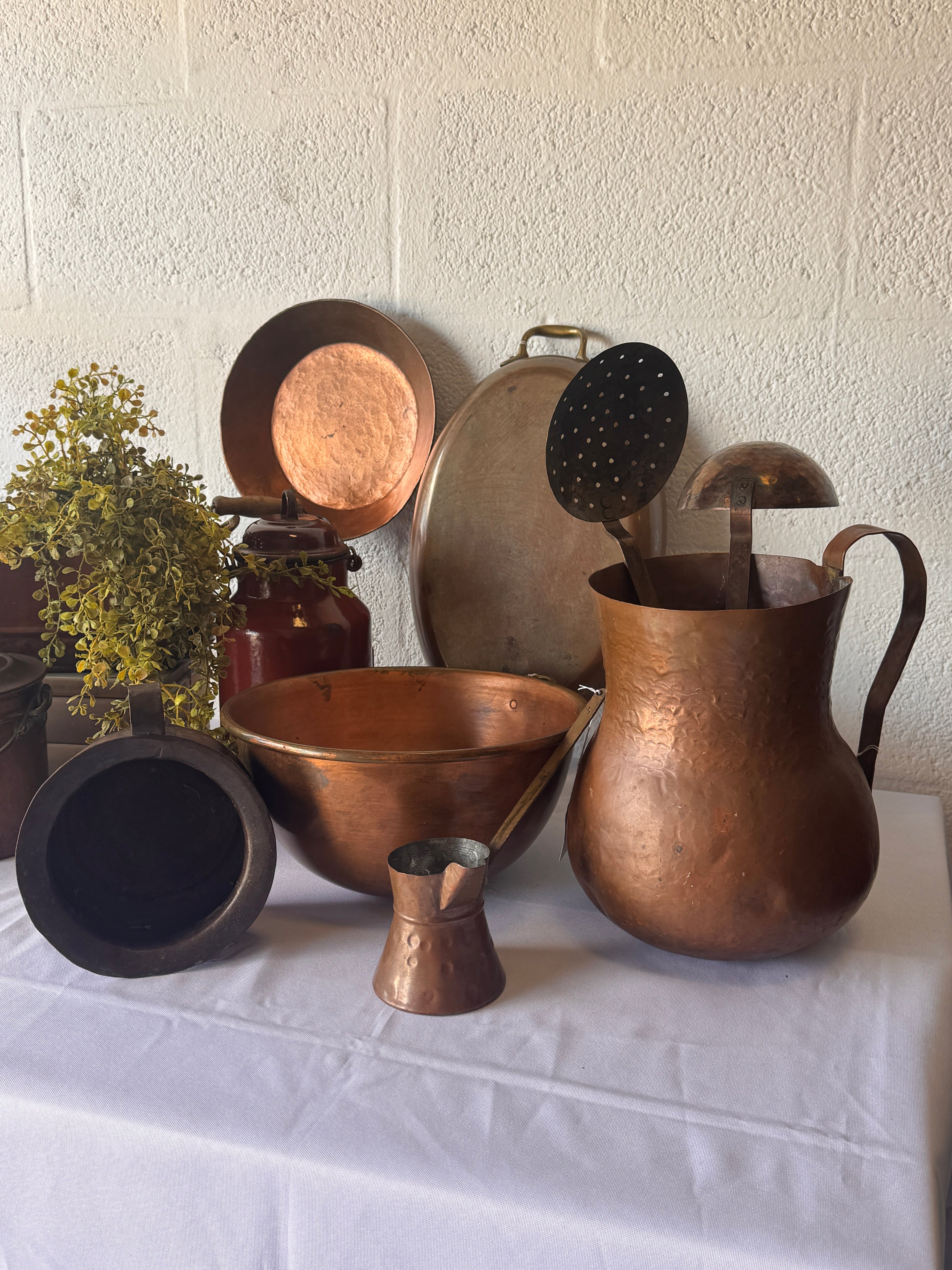 Vintage Rustic Decorative Copper Cookware and Serving Vessels
