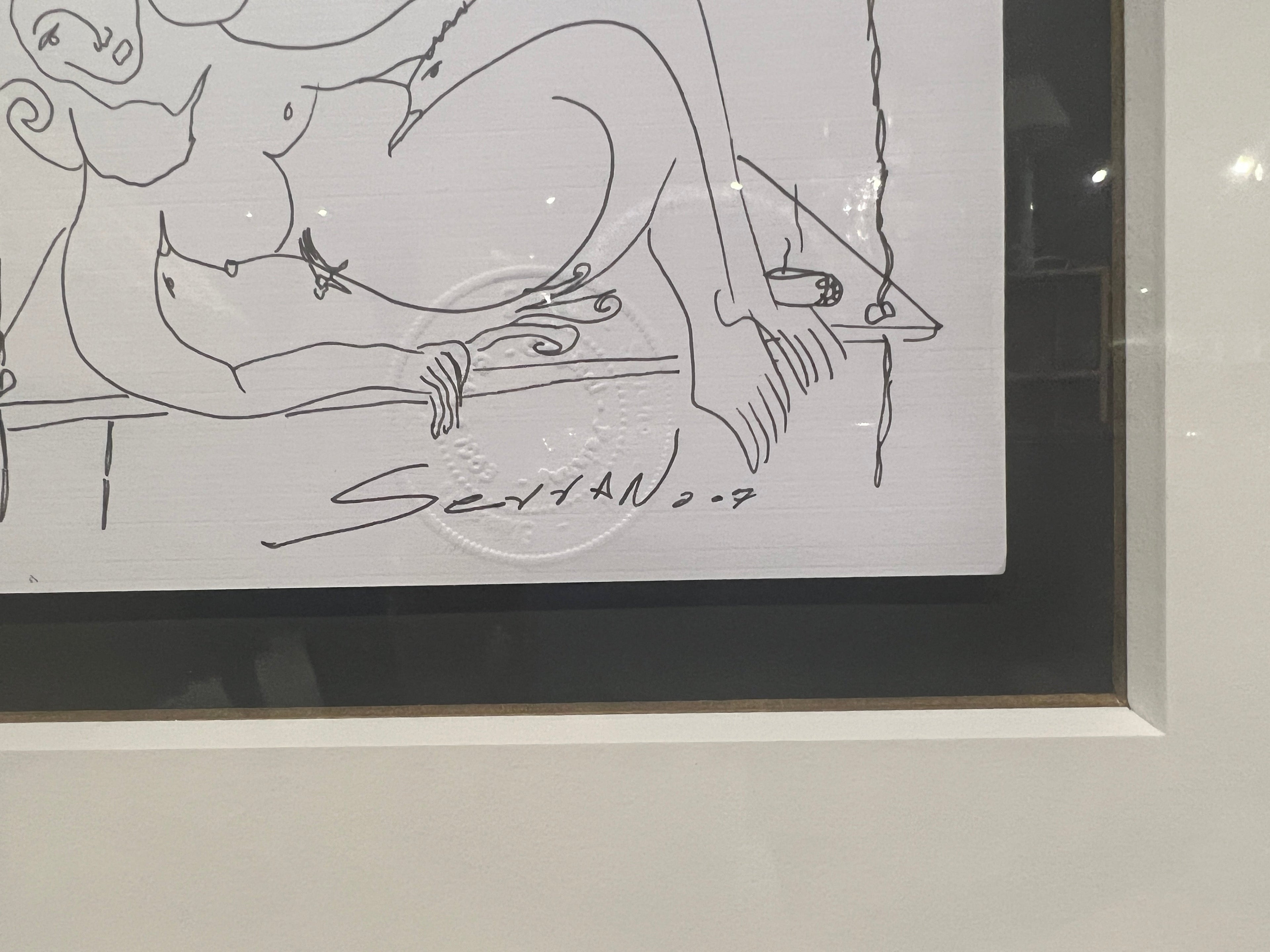 Framed Pen & Ink Drawing by R.G. Serrano, 2007, Original