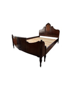 Antique Walnut Full or Double Size Bed with Curved Footboard