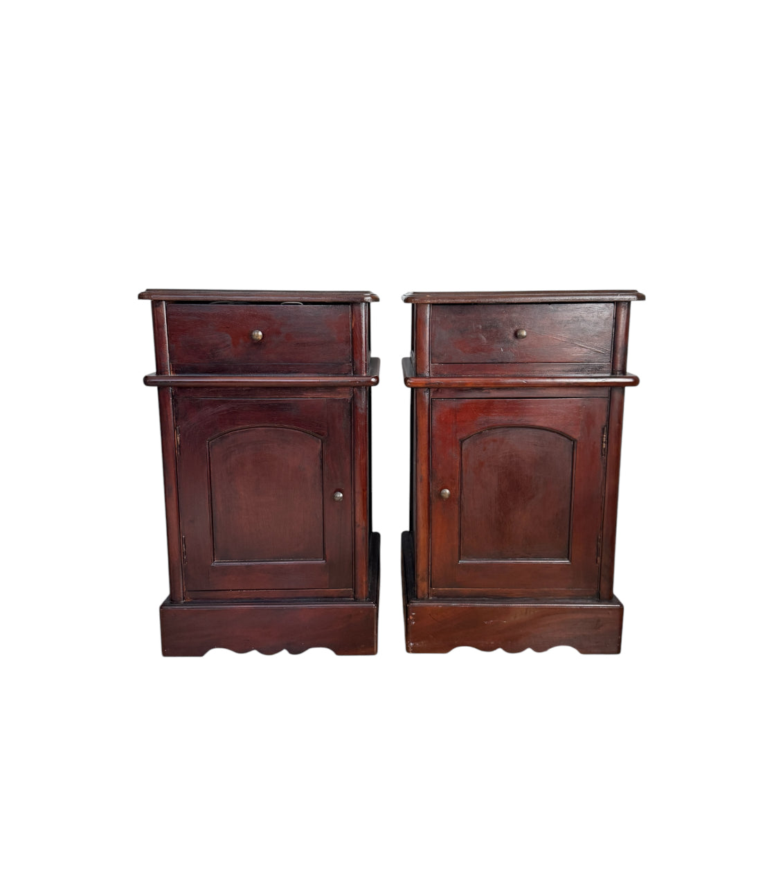 Vintage Victorian Mahogany Nightstands Bedside Cabinets - Set of Two