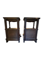 Antique Carved Italian Walnut Clawfoot Nightstands - A Pair
