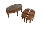 Vintage Oriental Hand Carved Teak Coffee Tea Table with 6 Nesting Stools