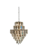 Vintage Retro MCM Mirrored Prism and Lucite 7-Tiered Chandelier with Brass Frame