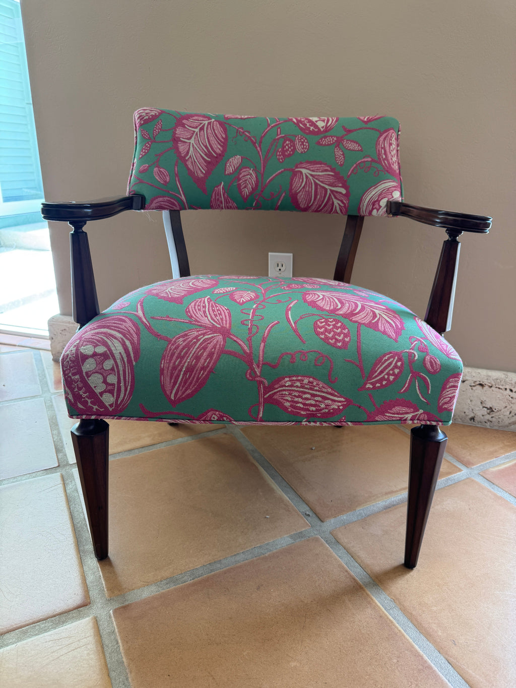 Antique Palm Beach Chic Upholstered Accent Chair
