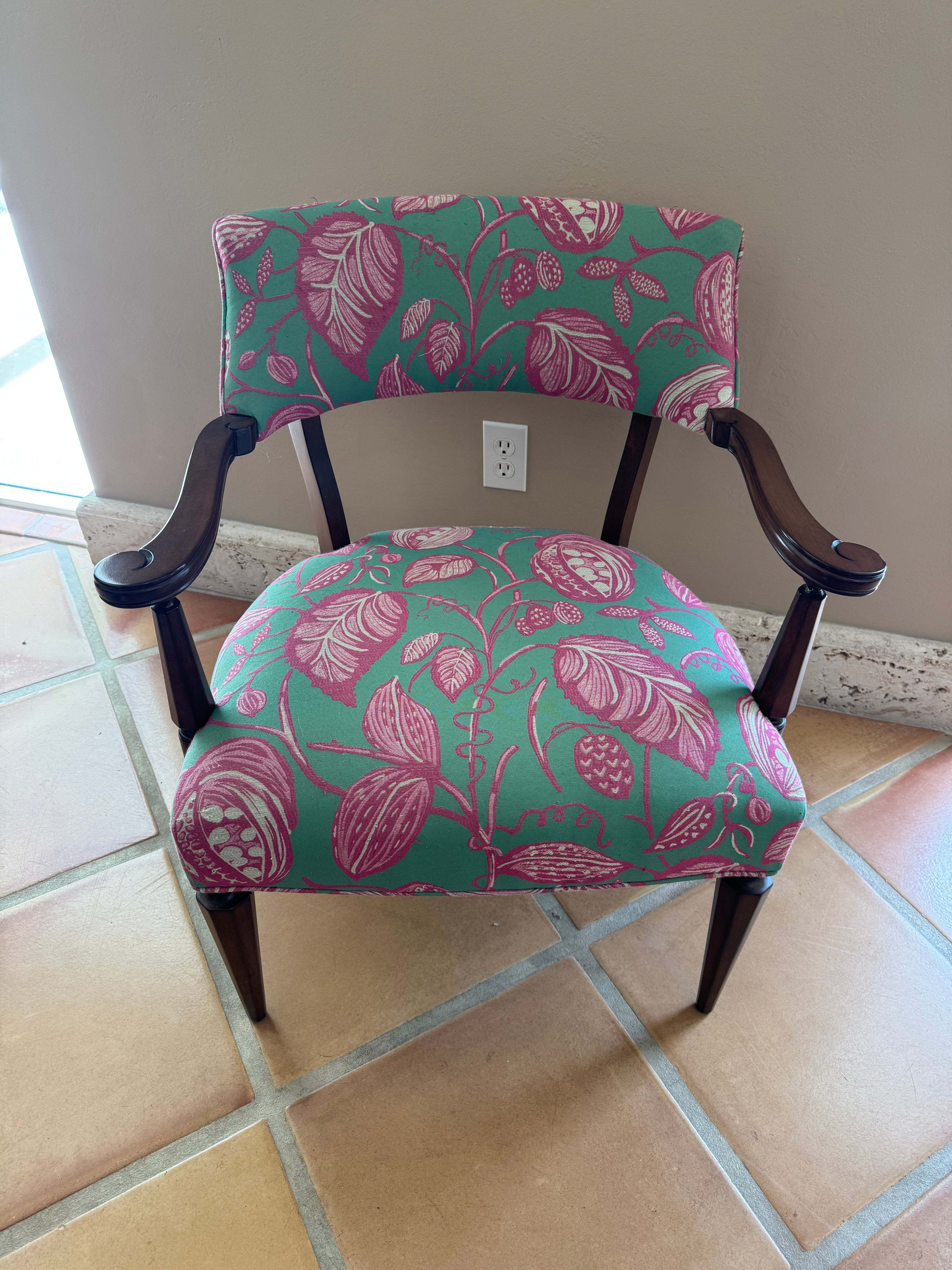 Antique Palm Beach Chic Upholstered Accent Chair
