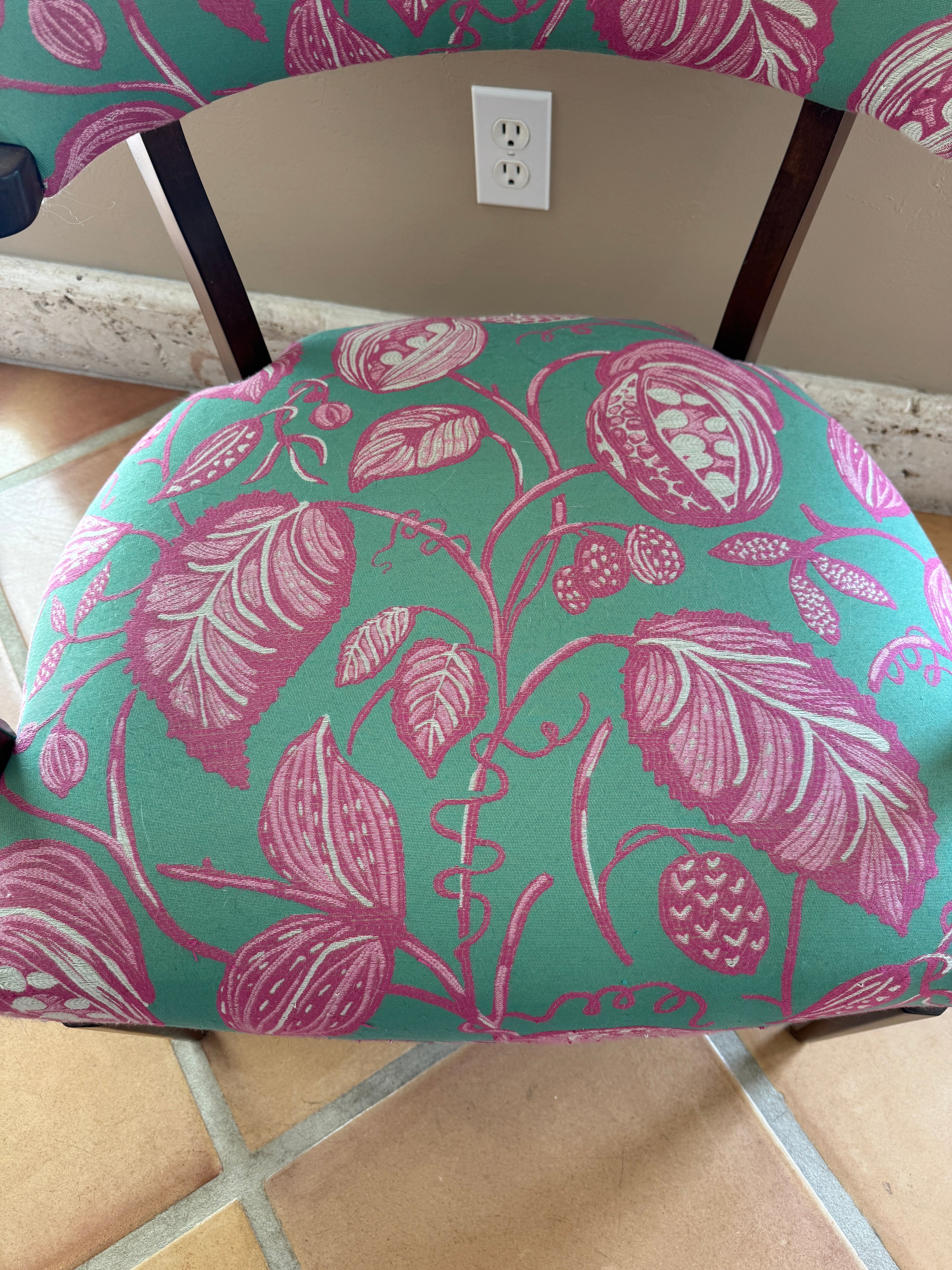 Antique Palm Beach Chic Upholstered Accent Chair