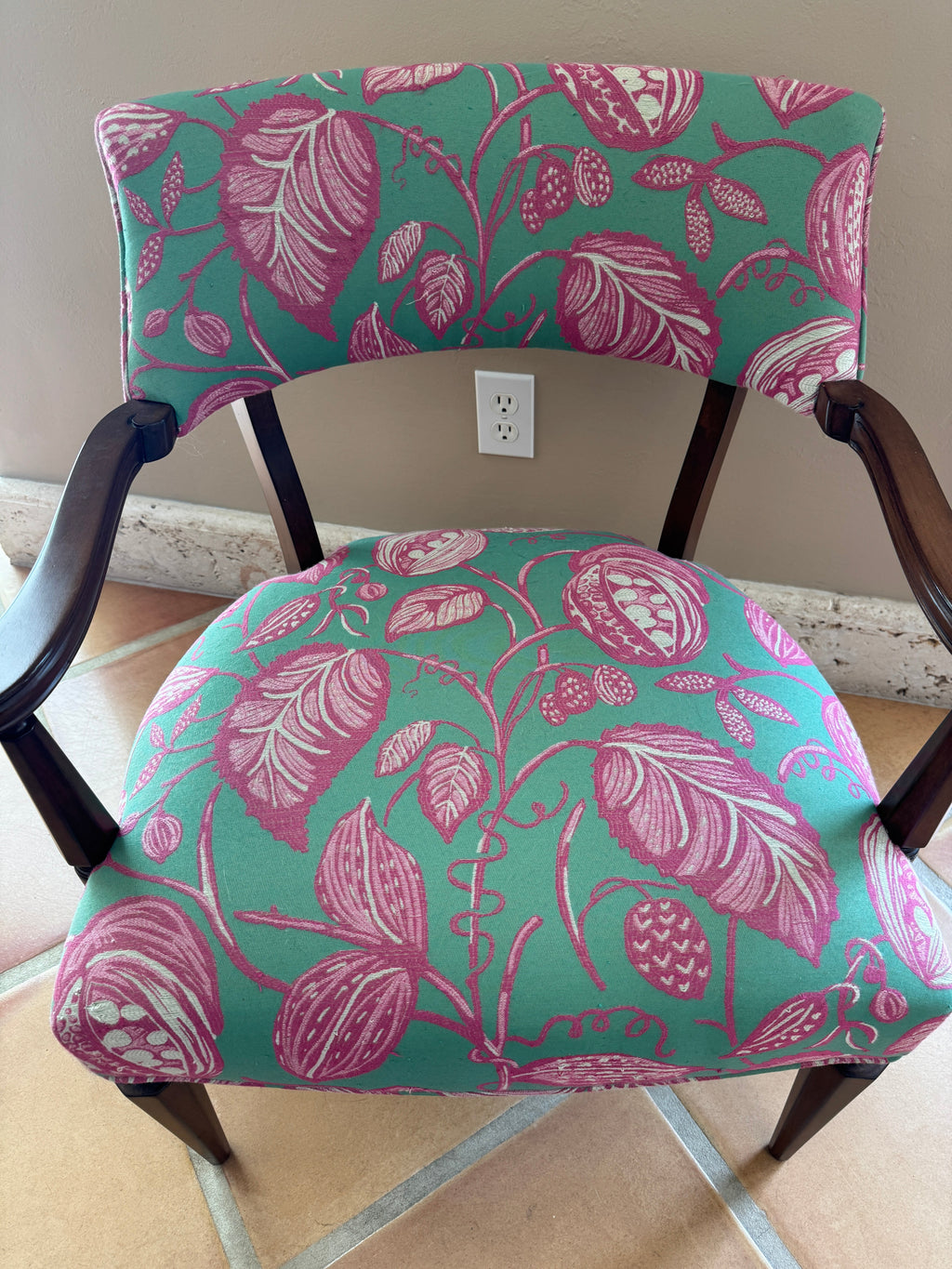 Antique Palm Beach Chic Upholstered Accent Chair