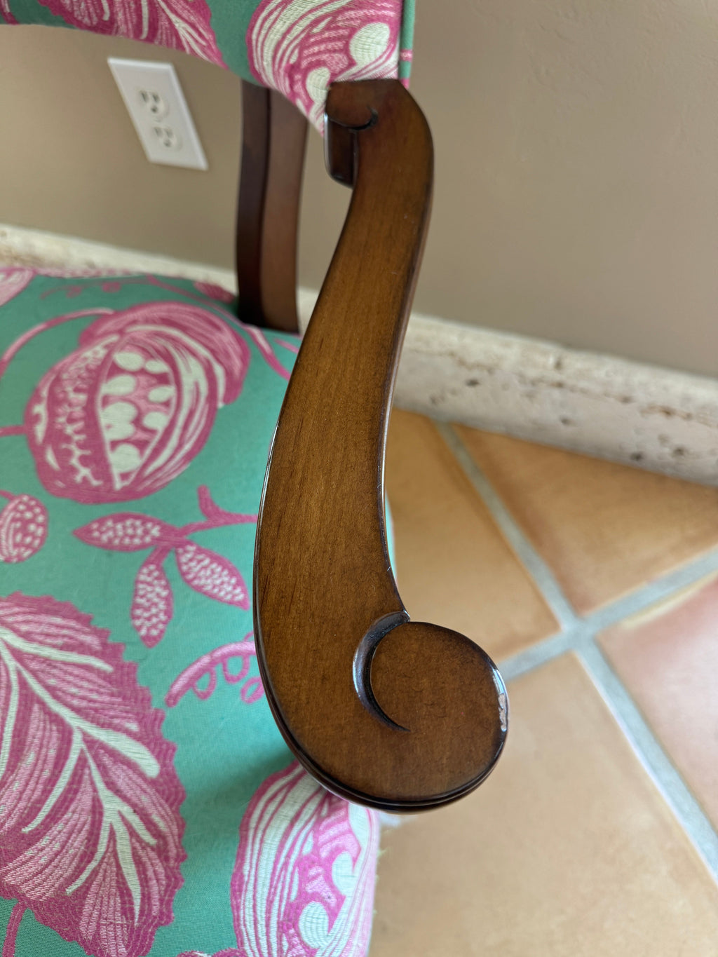 Antique Palm Beach Chic Upholstered Accent Chair