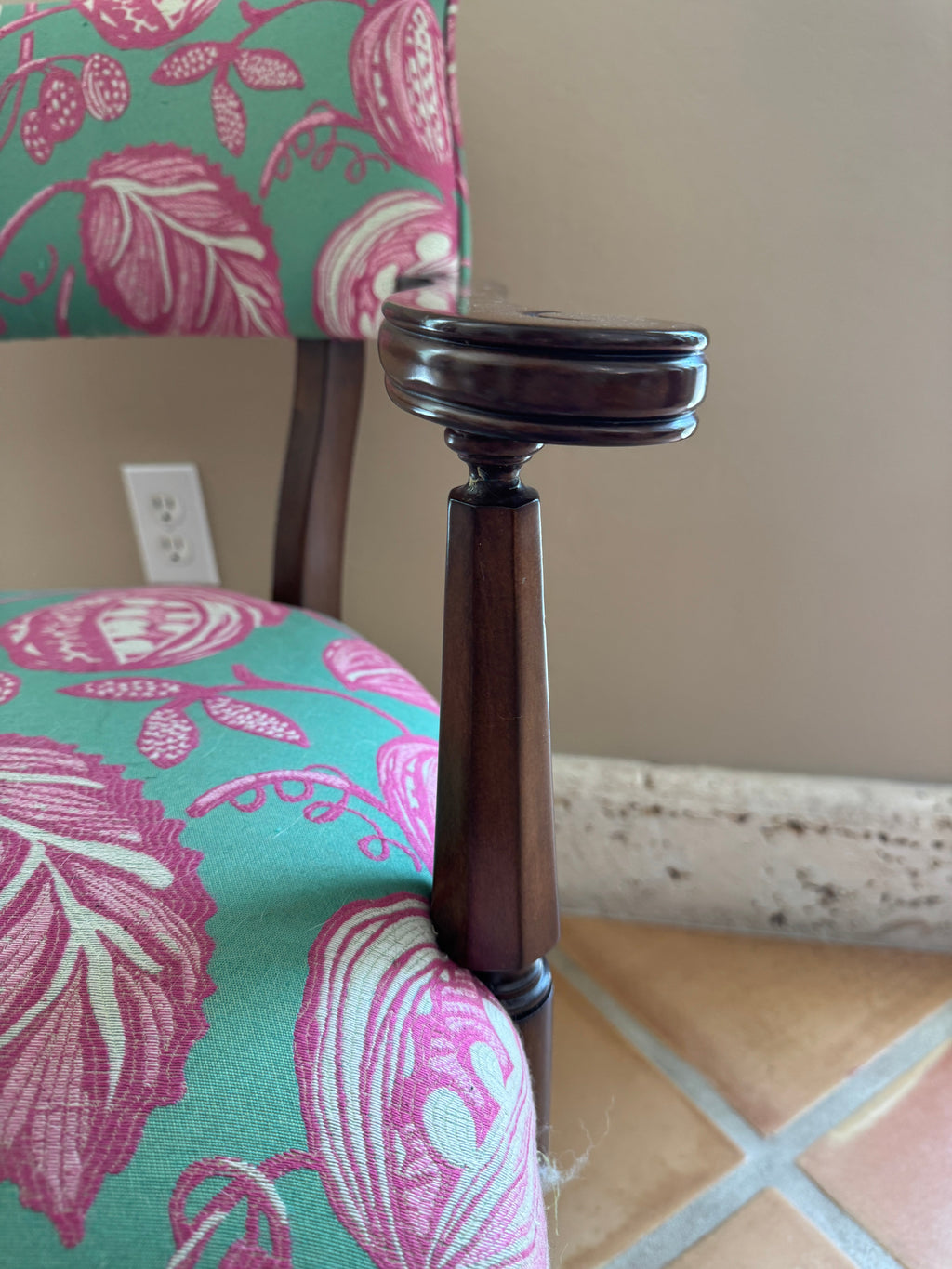Antique Palm Beach Chic Upholstered Accent Chair