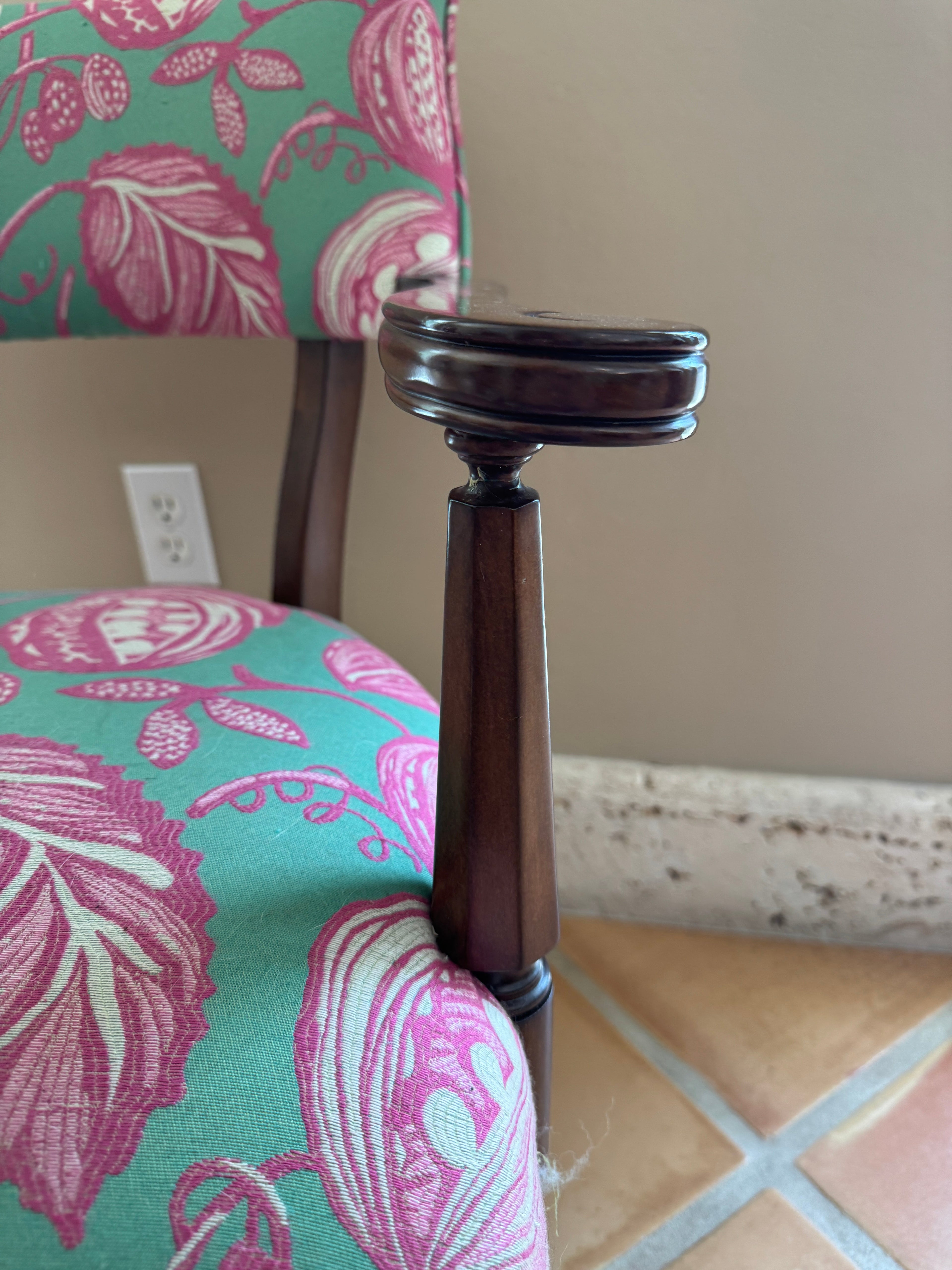 Antique Palm Beach Chic Upholstered Accent Chair