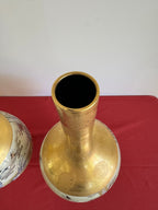 1990s Vintage Japanese Kutani Porcelain Tall Vases - Set of 2, Signed by Artist