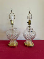 1990s Vintage Bohemia Crystal Table Lamps - Set of Two
