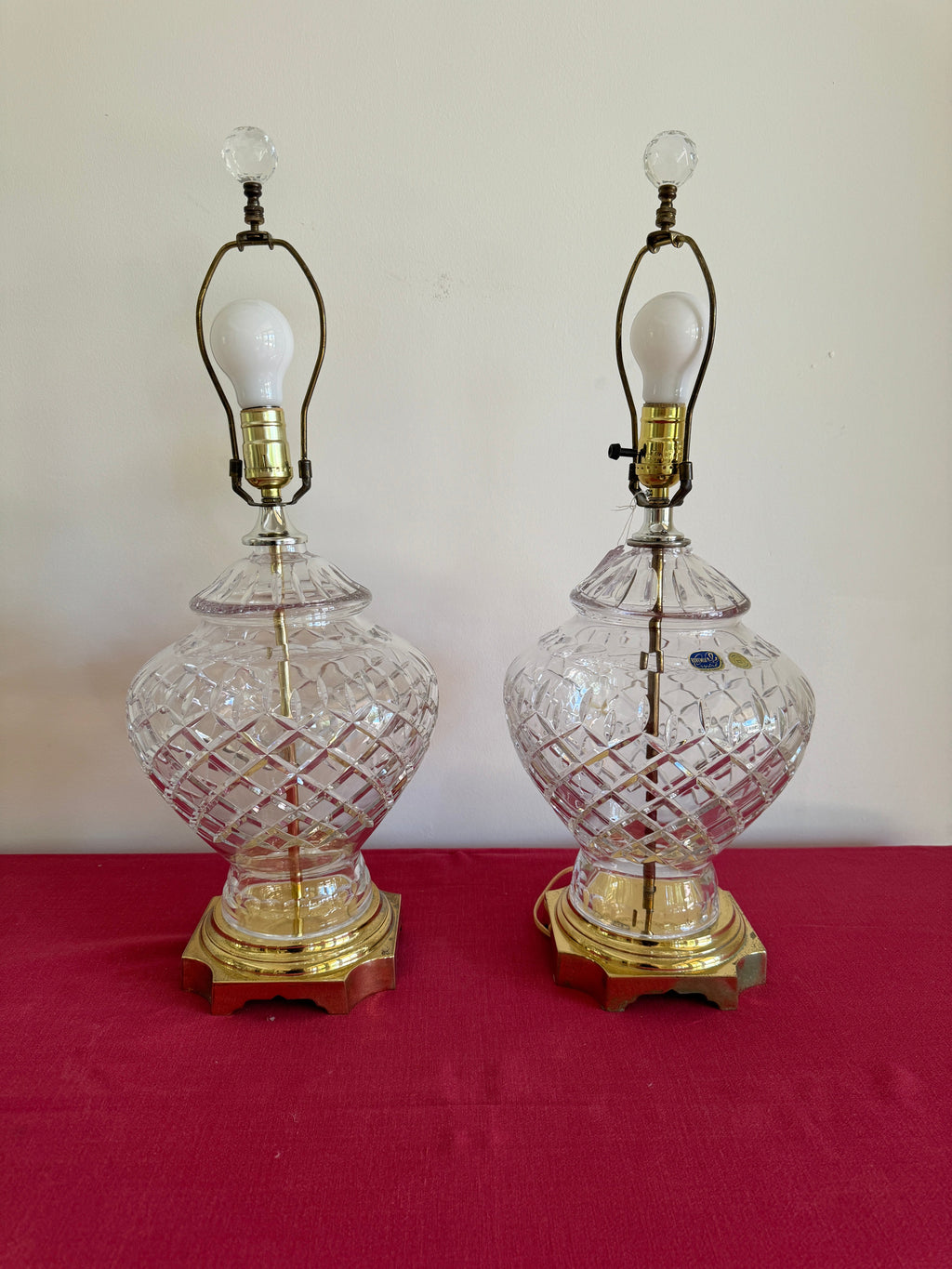 1990s Vintage Bohemia Crystal Table Lamps - Set of Two