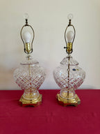 1990s Vintage Bohemia Crystal Table Lamps - Set of Two