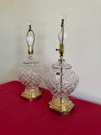 1990s Vintage Bohemia Crystal Table Lamps - Set of Two