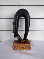Hand Carved African Face Sculpture, Made in Ghana