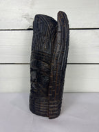 Ebony Wood Carved African Tribal Head Sculpture
