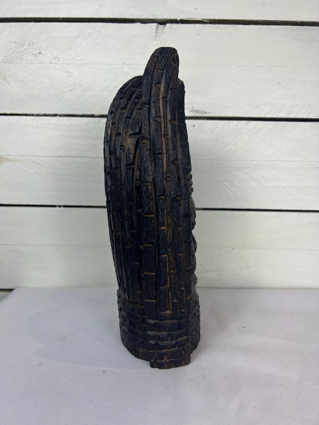 Ebony Wood Carved African Tribal Head Sculpture