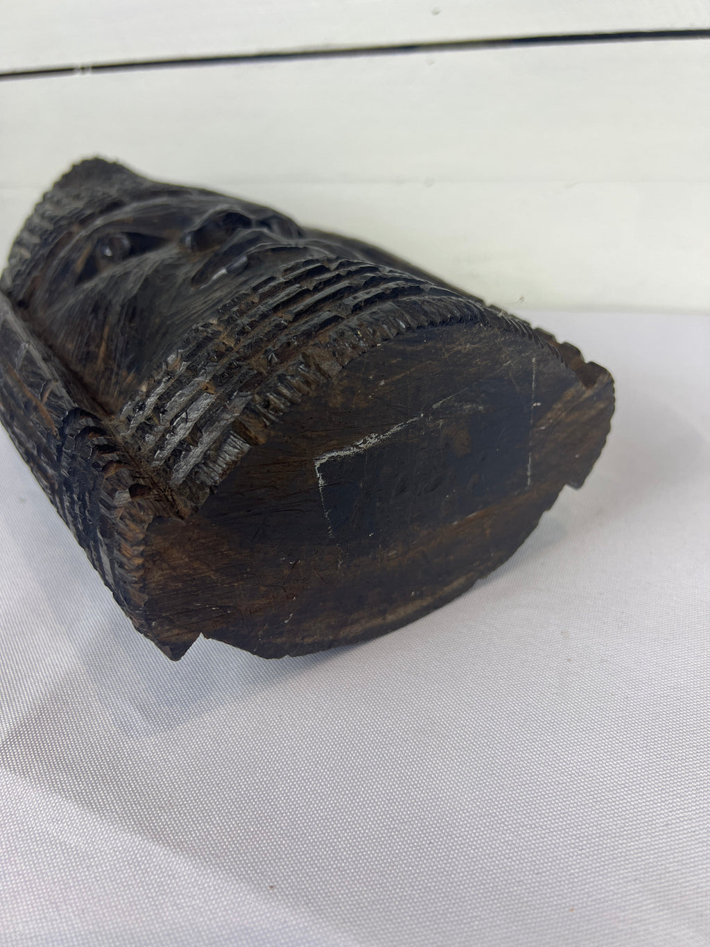 Ebony Wood Carved African Tribal Head Sculpture