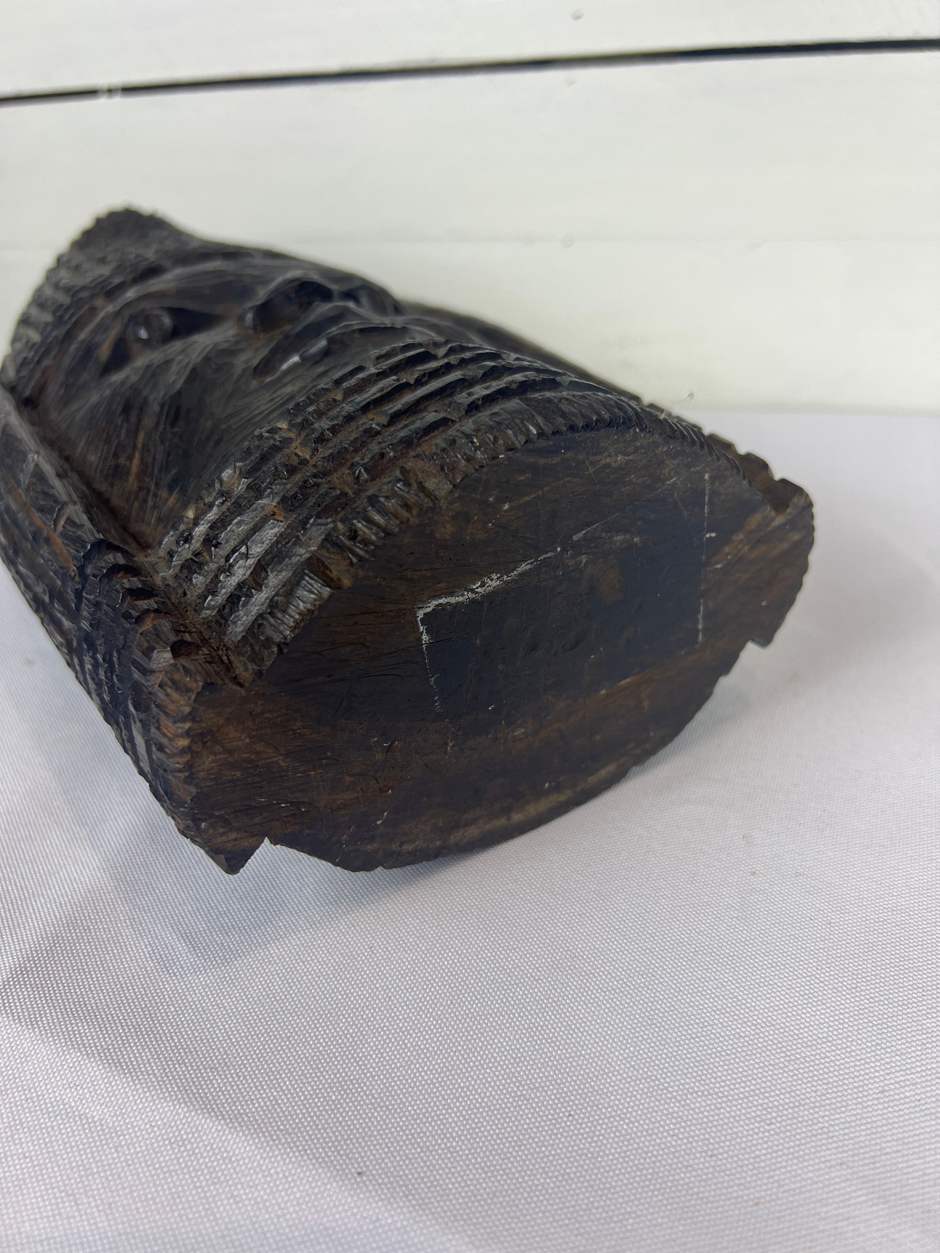 Ebony Wood Carved African Tribal Head Sculpture