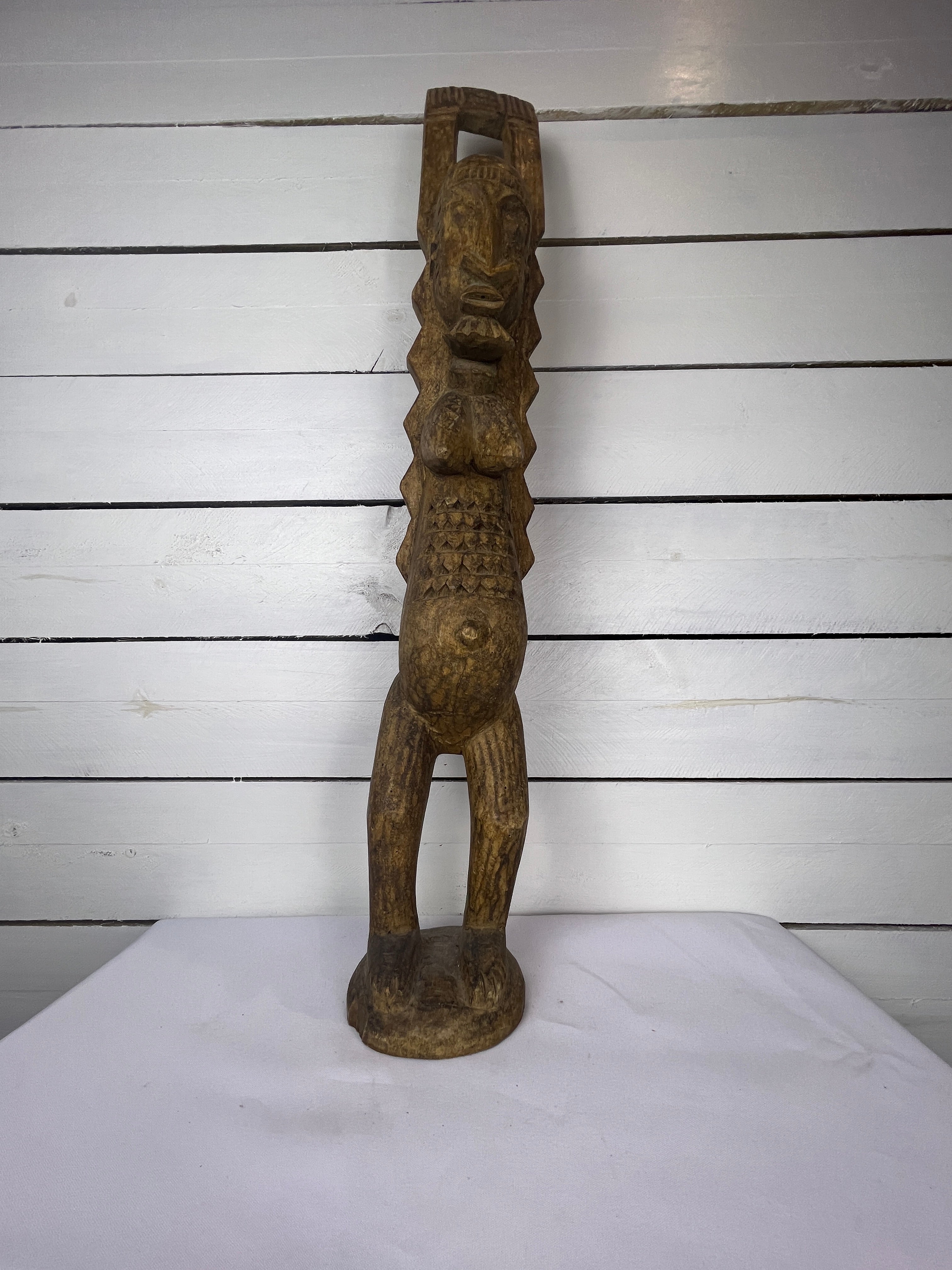 Hand Carved Tall African Statue