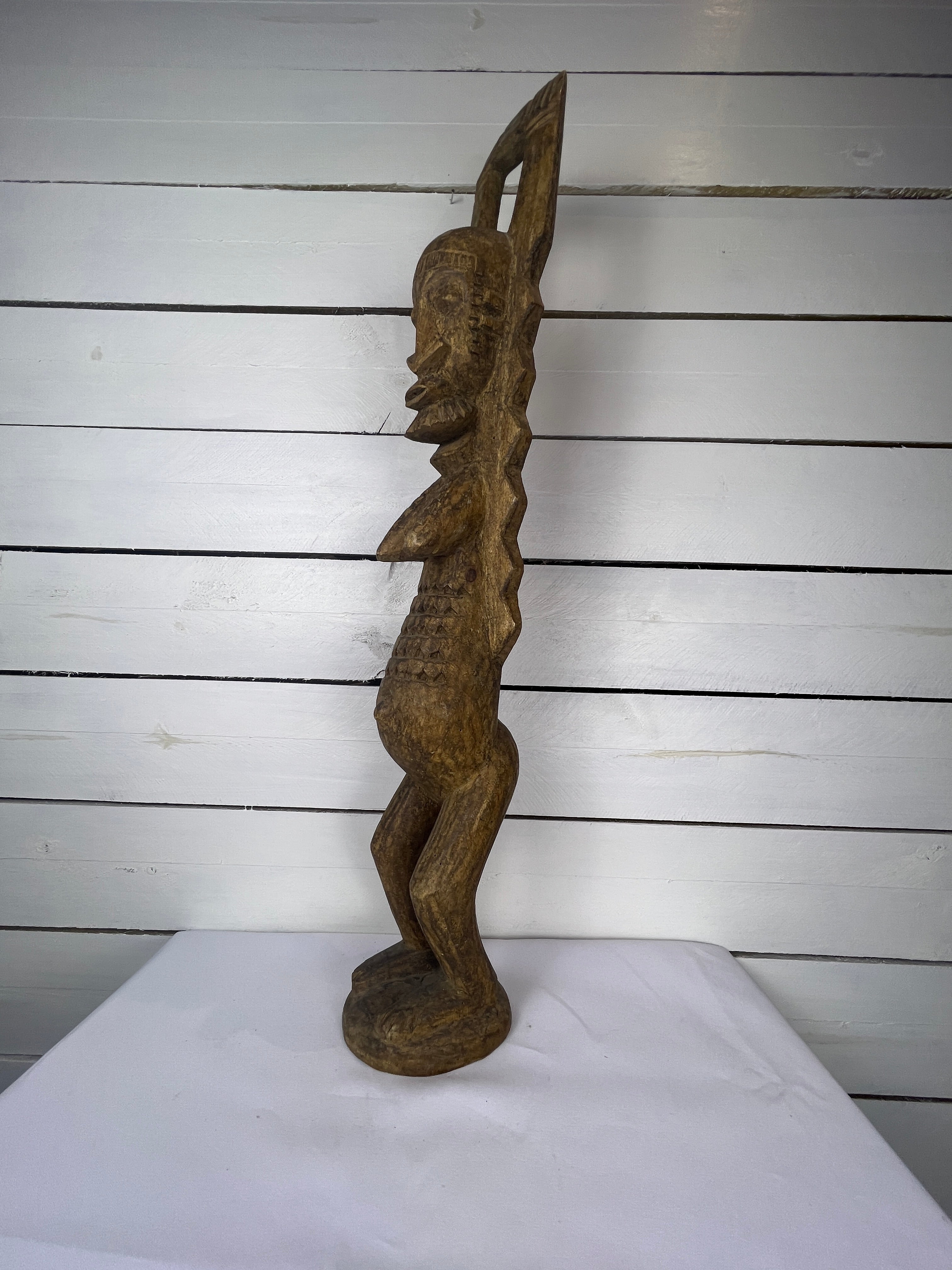 Hand Carved Tall African Statue