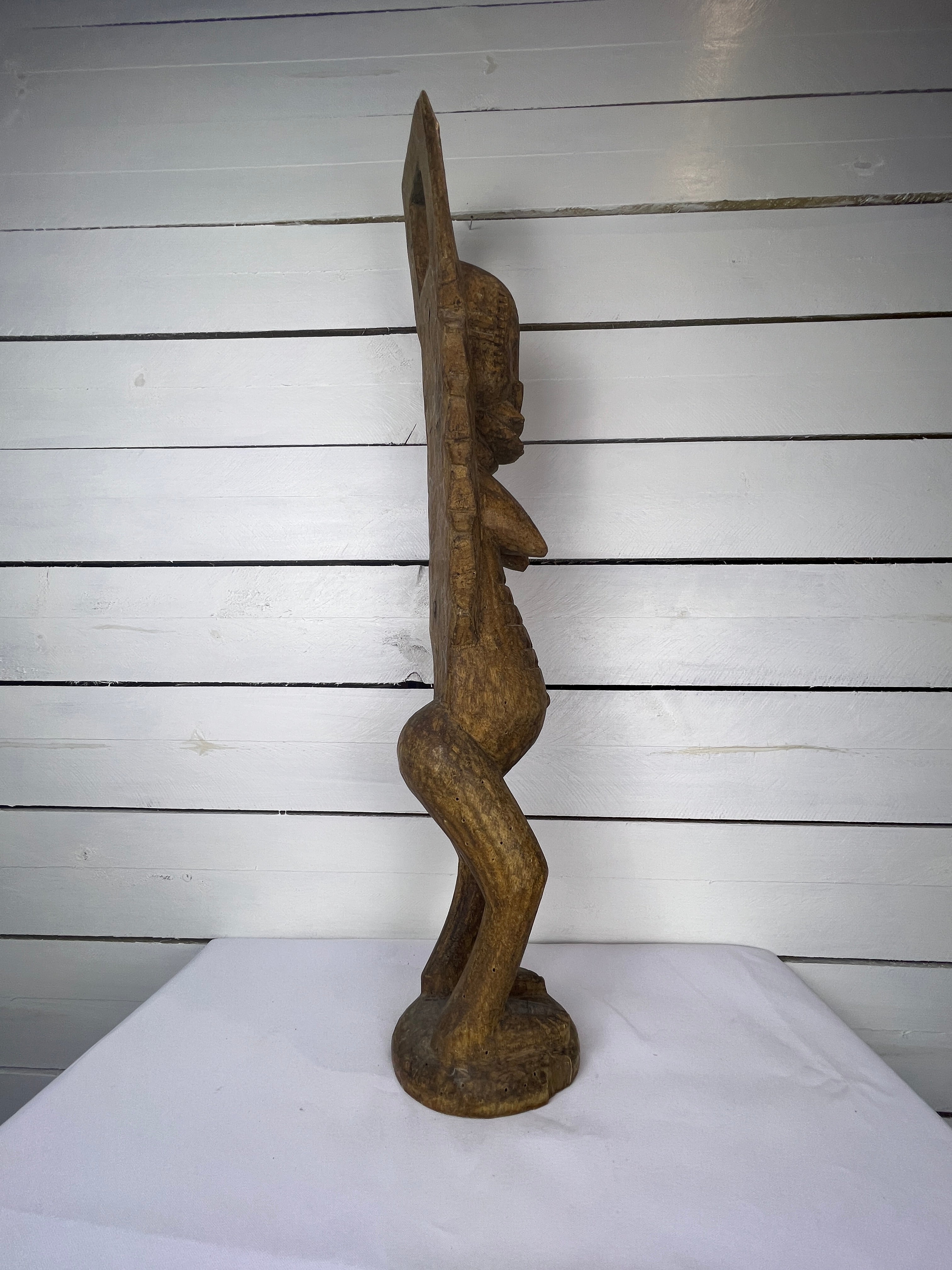 Hand Carved Tall African Statue