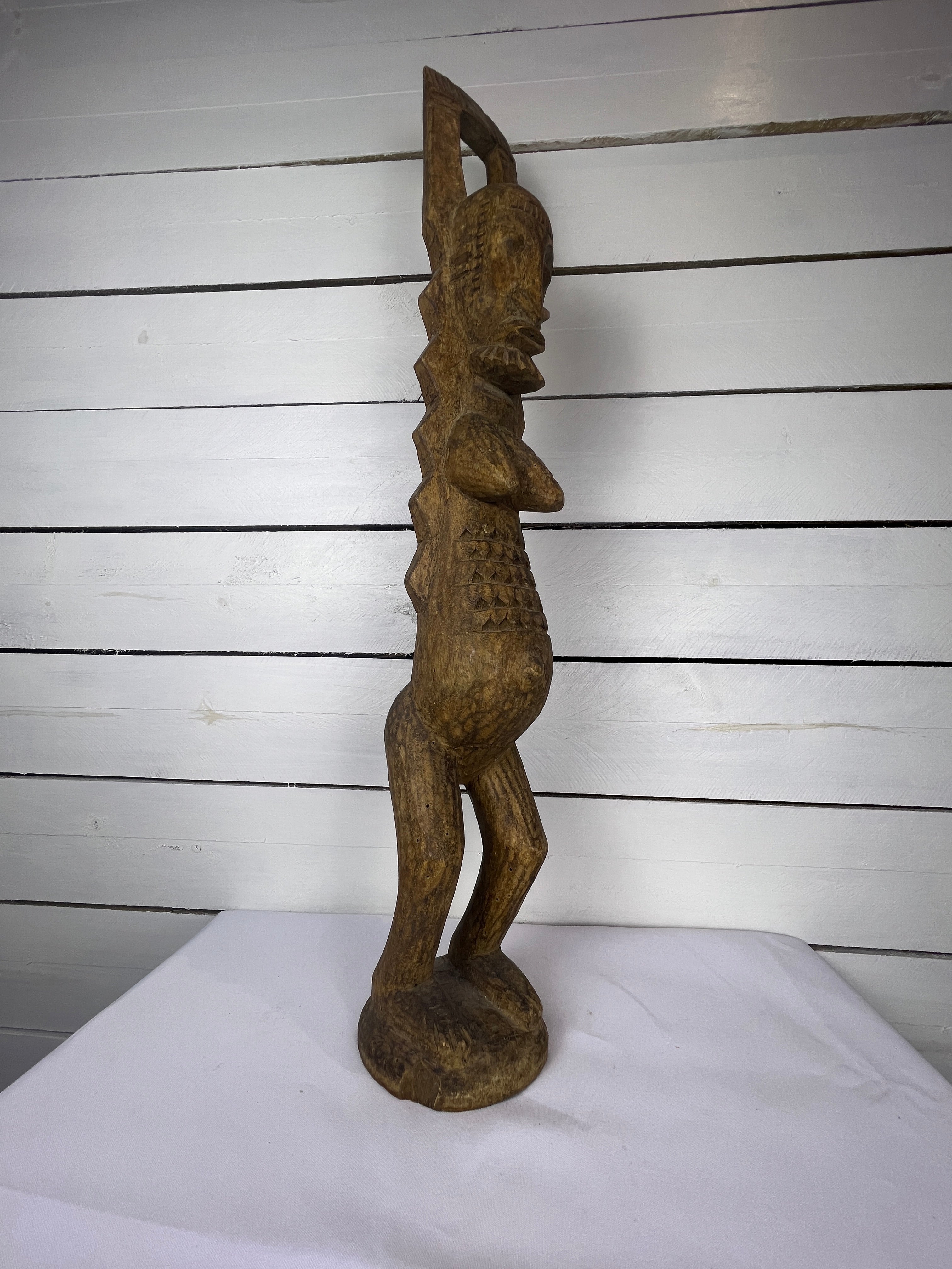 Hand Carved Tall African Statue