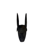 Vintage Hand Carved African Tribal Mask with Large Horns