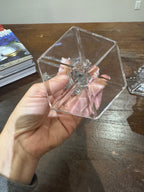 Vintage Hexagon Base Crystal Candle Sticks - Set of 2