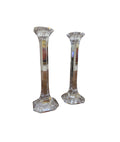 Vintage Narrow Squared Crystal Candlesticks - Set of Two