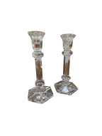 Vintage Hexagon Base Crystal Candle Sticks - Set of 2