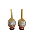 1990s Vintage Japanese Kutani Porcelain Tall Vases - Set of 2, Signed by Artist