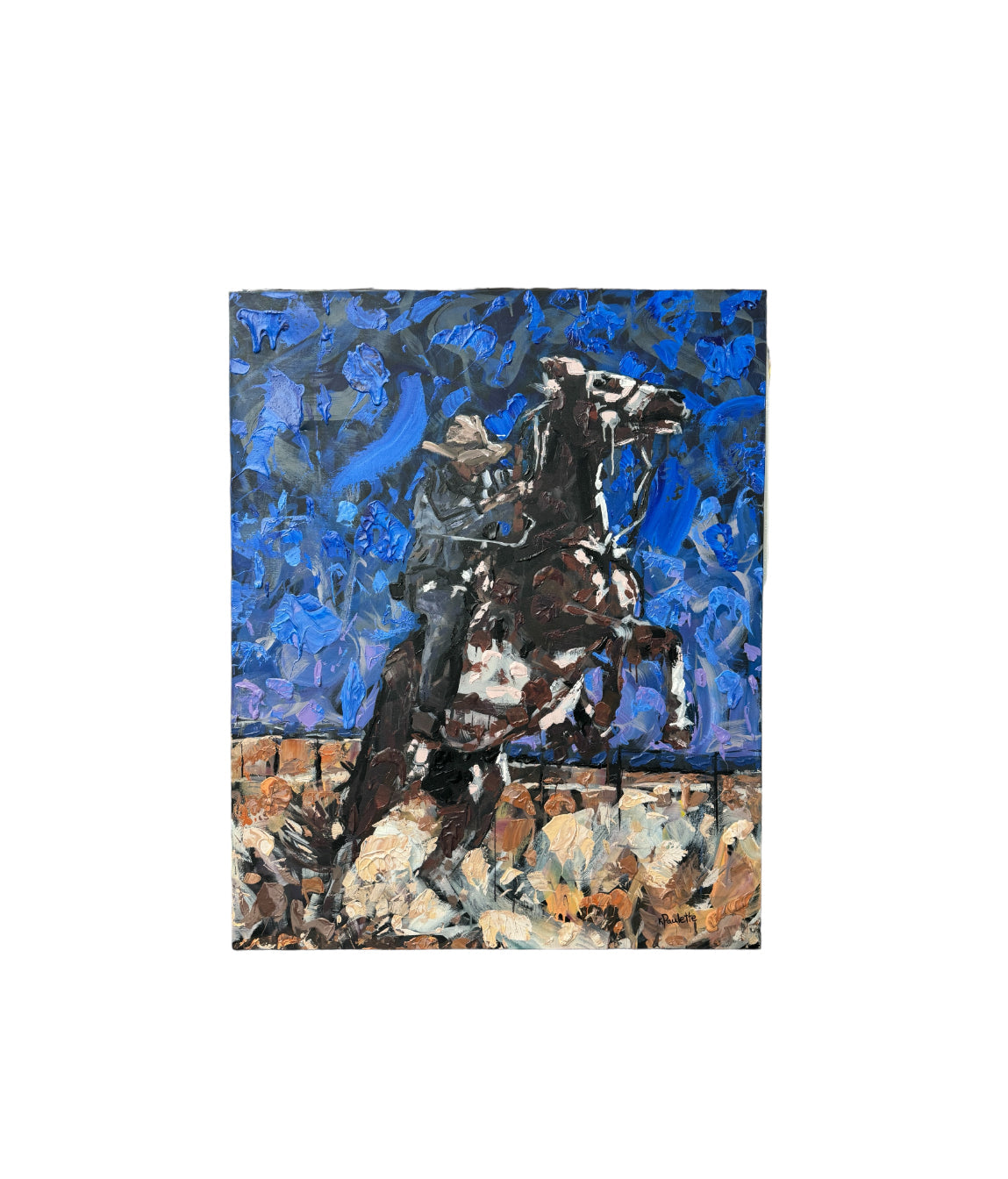 Horsepower by Kent Paulette, Authentic Original Acrylic on Canvas - Equestrian Horse Painting -Big Sky Chic, Modern Cowboy, Western Yellowstone