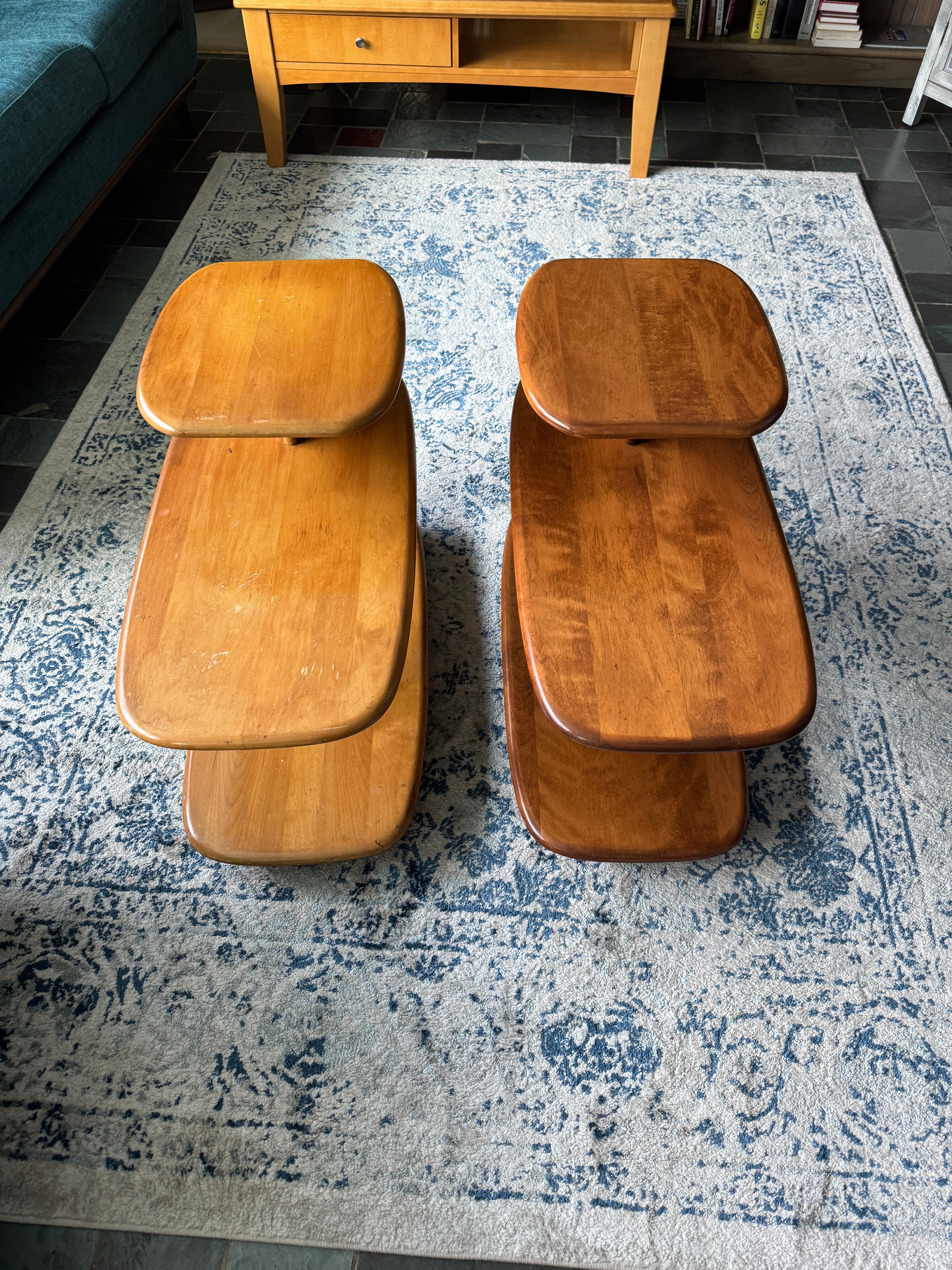Vintage 1940s Heywood-Wakefield Three-Tier Surfboard End Tables