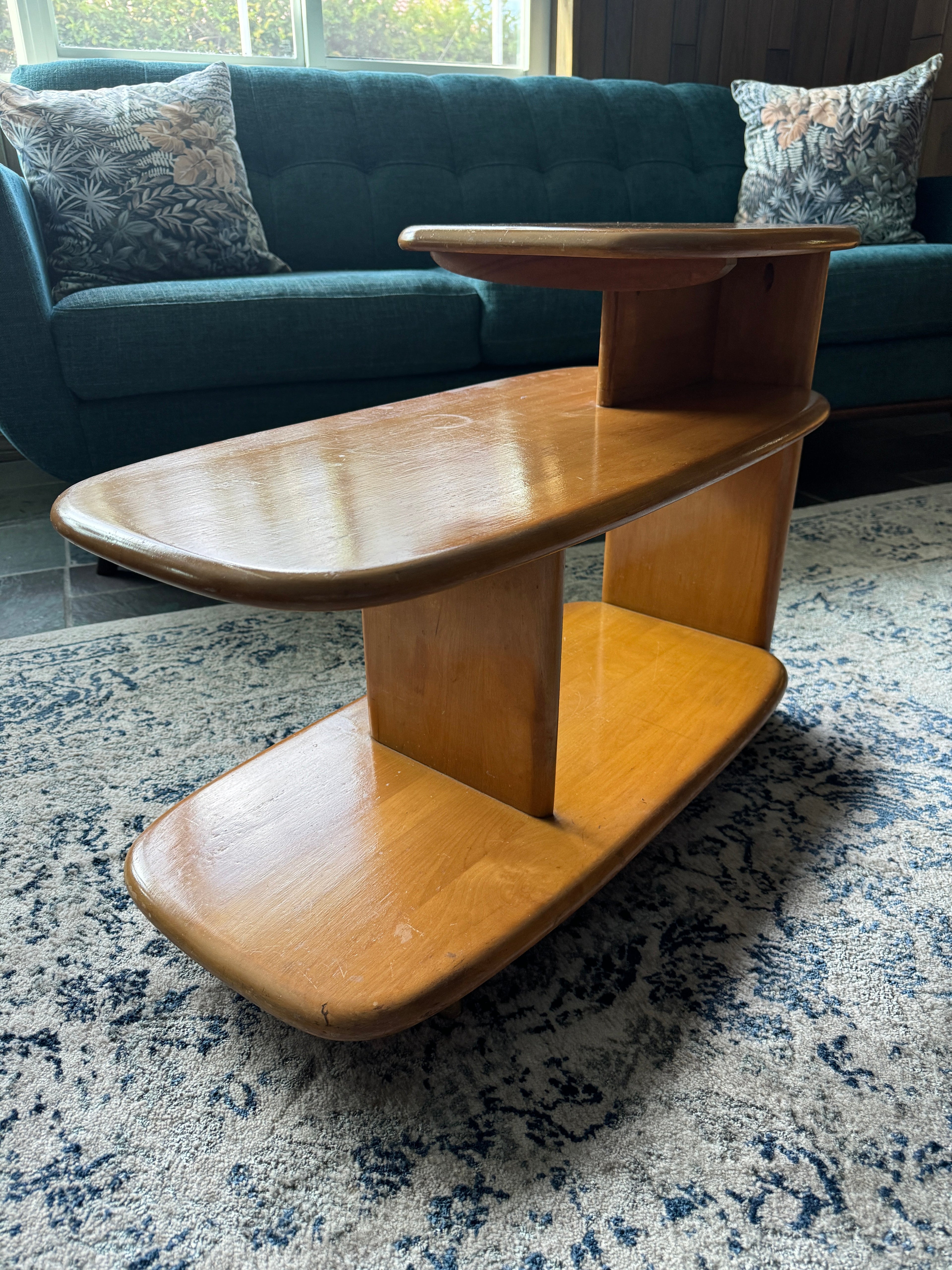 Vintage 1940s Heywood-Wakefield Three-Tier Surfboard End Tables, Model C3753
