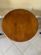 1940s MCM Leo Jiranek by Heywood-Wakefield Round Coffee Table with Lazy Susan, Maple Finish