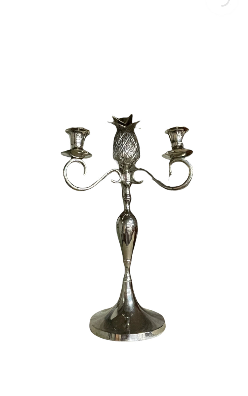 Vintage Silver Pewter Pineapple Candelabra