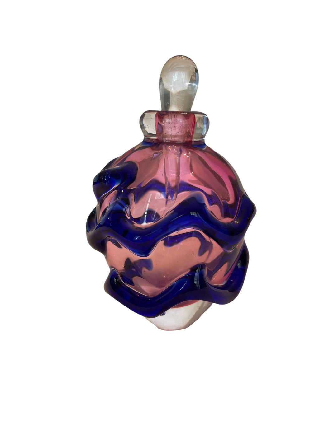 Pink & Blue Art Glass Perfume Bottle
