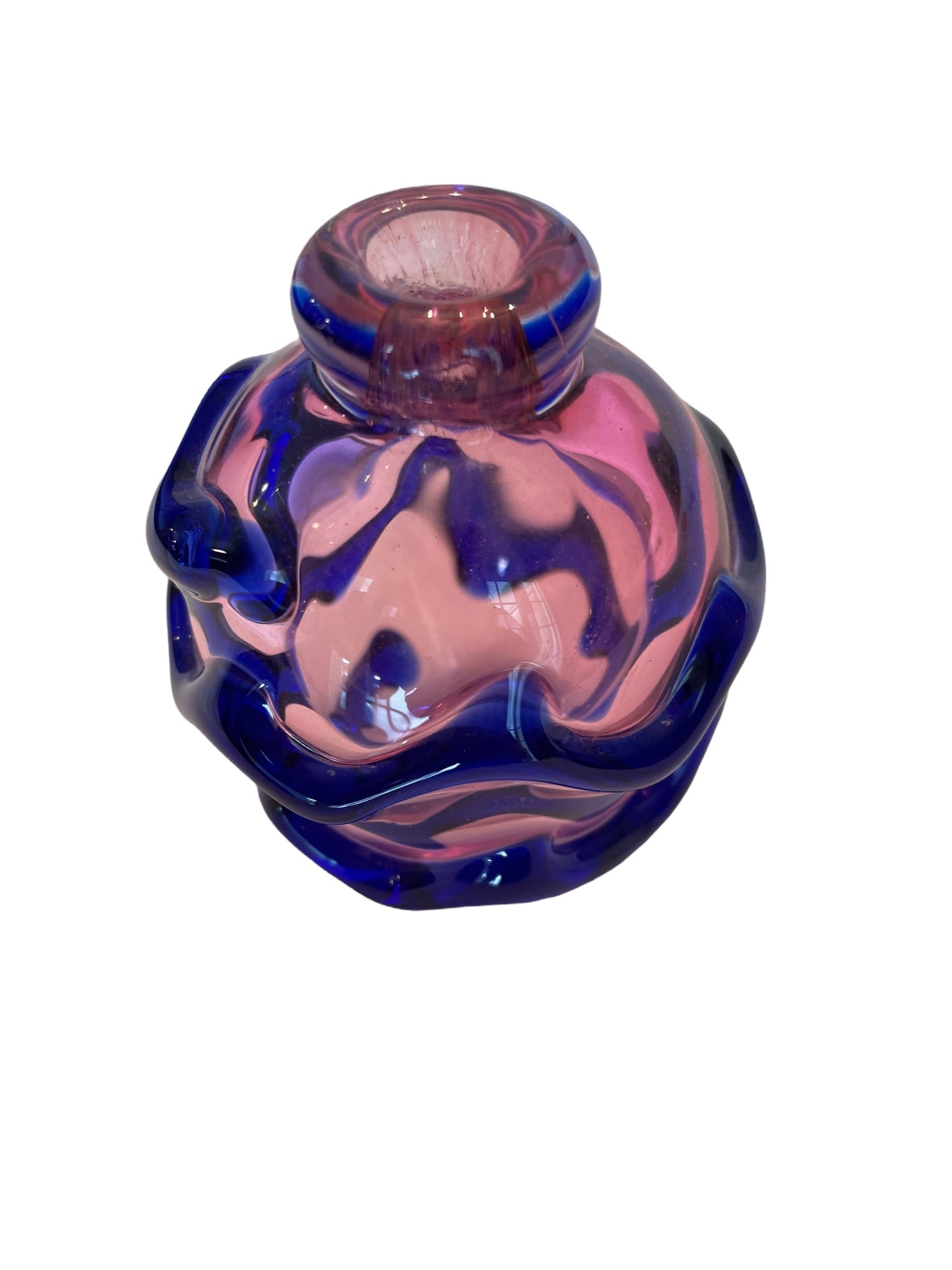 Pink & Blue Art Glass Perfume Bottle