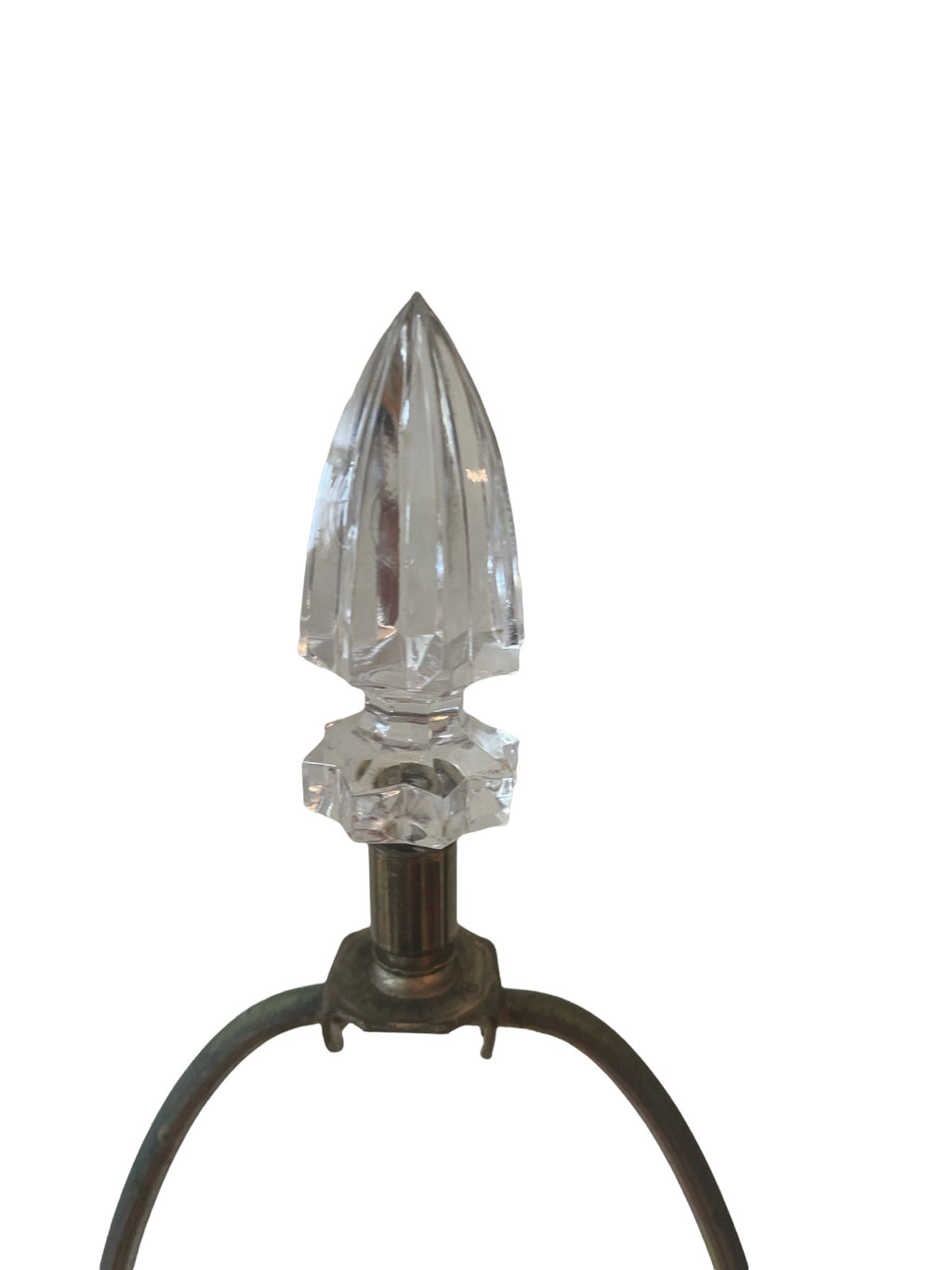 Waterford Crystal & Polished Brass Table Lamp in the Hollywood Regency Style - without shade
