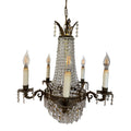 Antique French Empire Style Crystal and Gilt Brass Chandelier