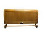 Vintage 1980s Baker Biedermeier Style Scrolled Primavera and Parcel Ebonized King Sleigh Bed