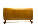 Vintage 1980s Baker Biedermeier Style Scrolled Primavera and Parcel Ebonized King Sleigh Bed
