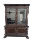 Victorian Carved Walnut Clawfoot Curio China Cabinet Bookcase - Zipfel Furniture