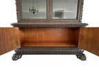 Victorian Carved Walnut Clawfoot Curio China Cabinet Bookcase - Zipfel Furniture