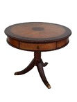 Vintage Schnadig Mahogany Pedestal Round End Table or Drum Table